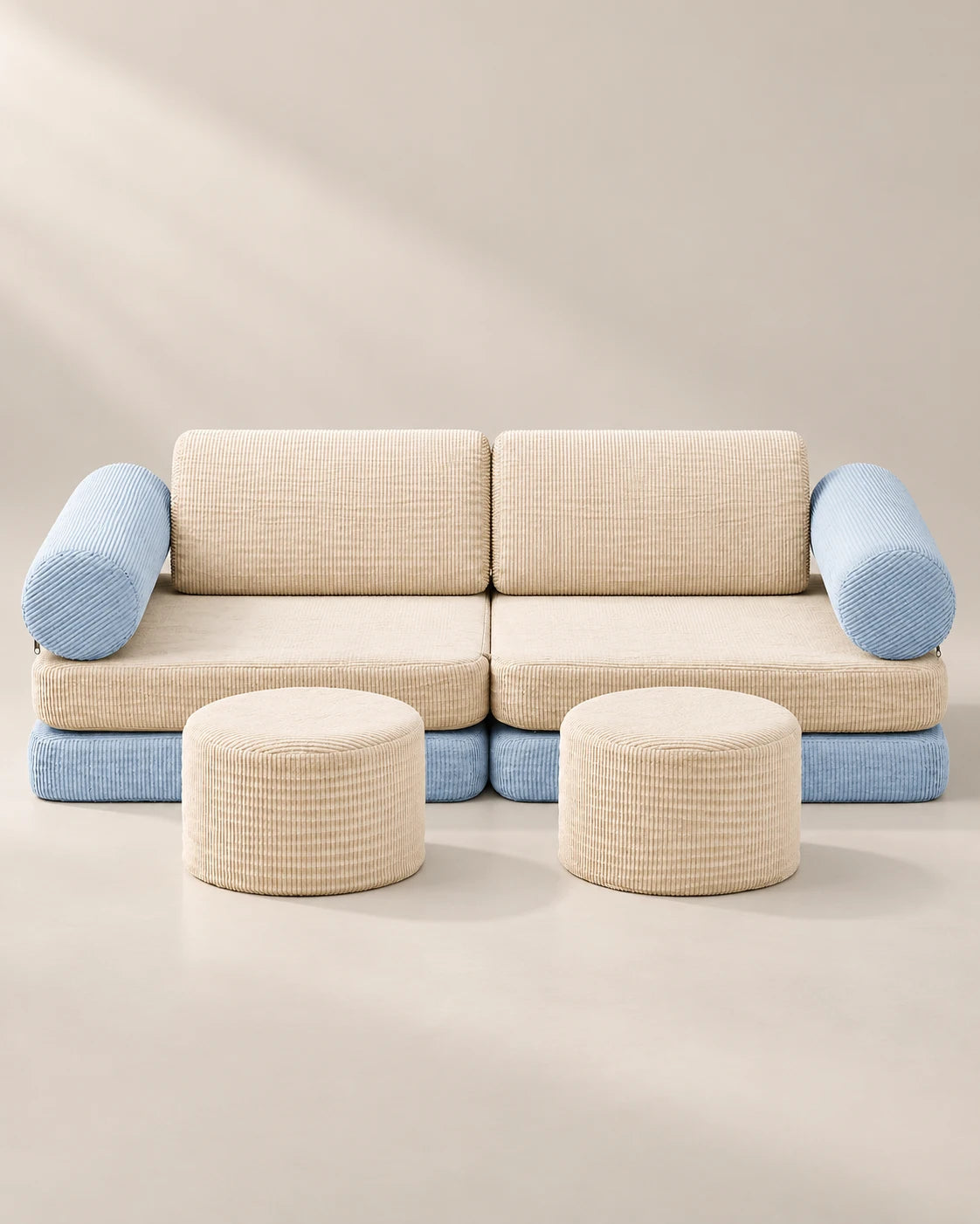 WANAN beige and light blue modular play couch